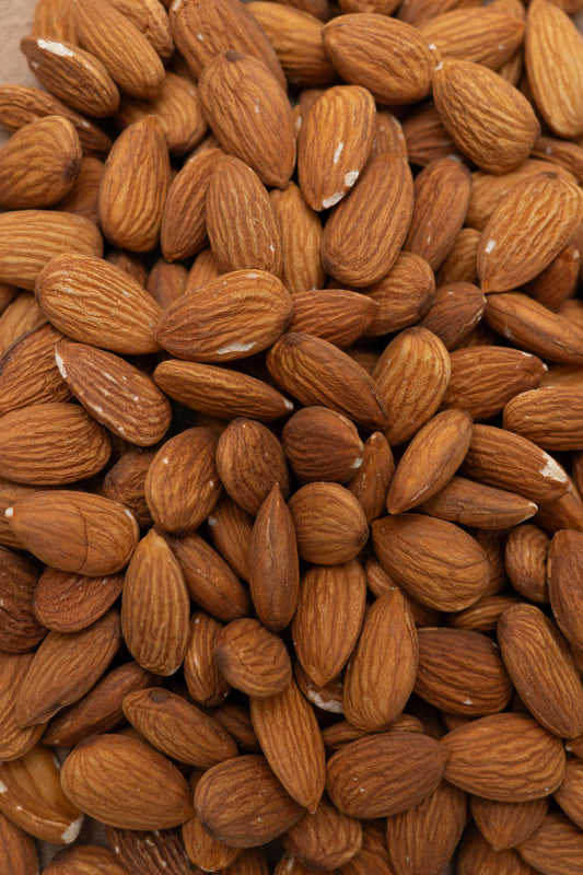 Close up of raw almonds