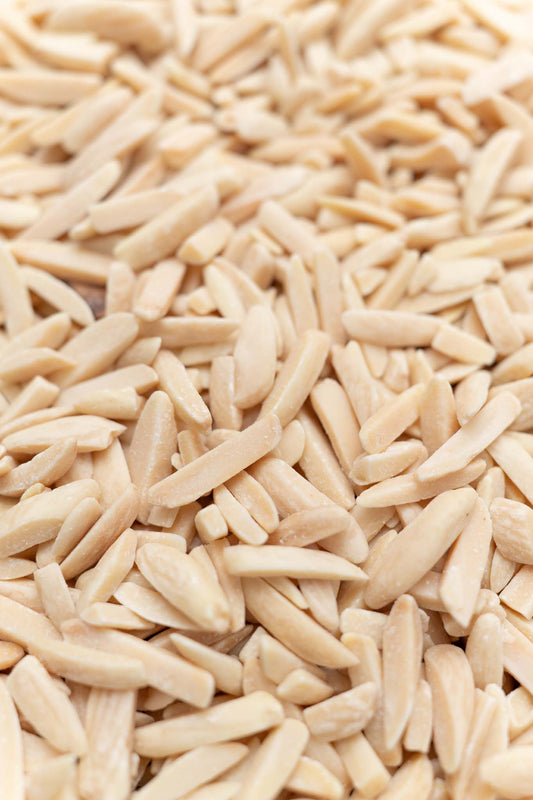 Close up of roasted slivered almonds