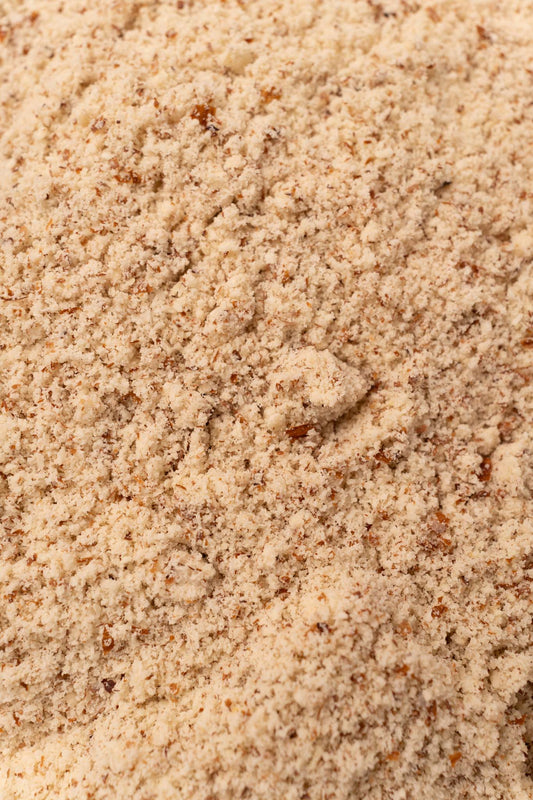 close up of raw almond flour