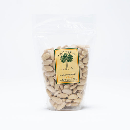 Clear bag of blanched almonds