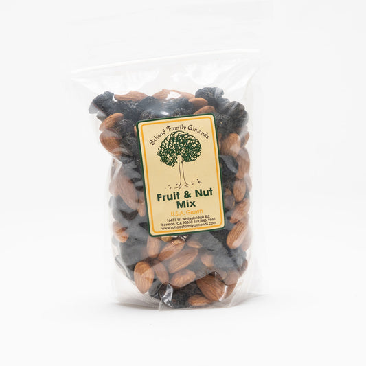 Clear bag assorted almonds and dried fruits