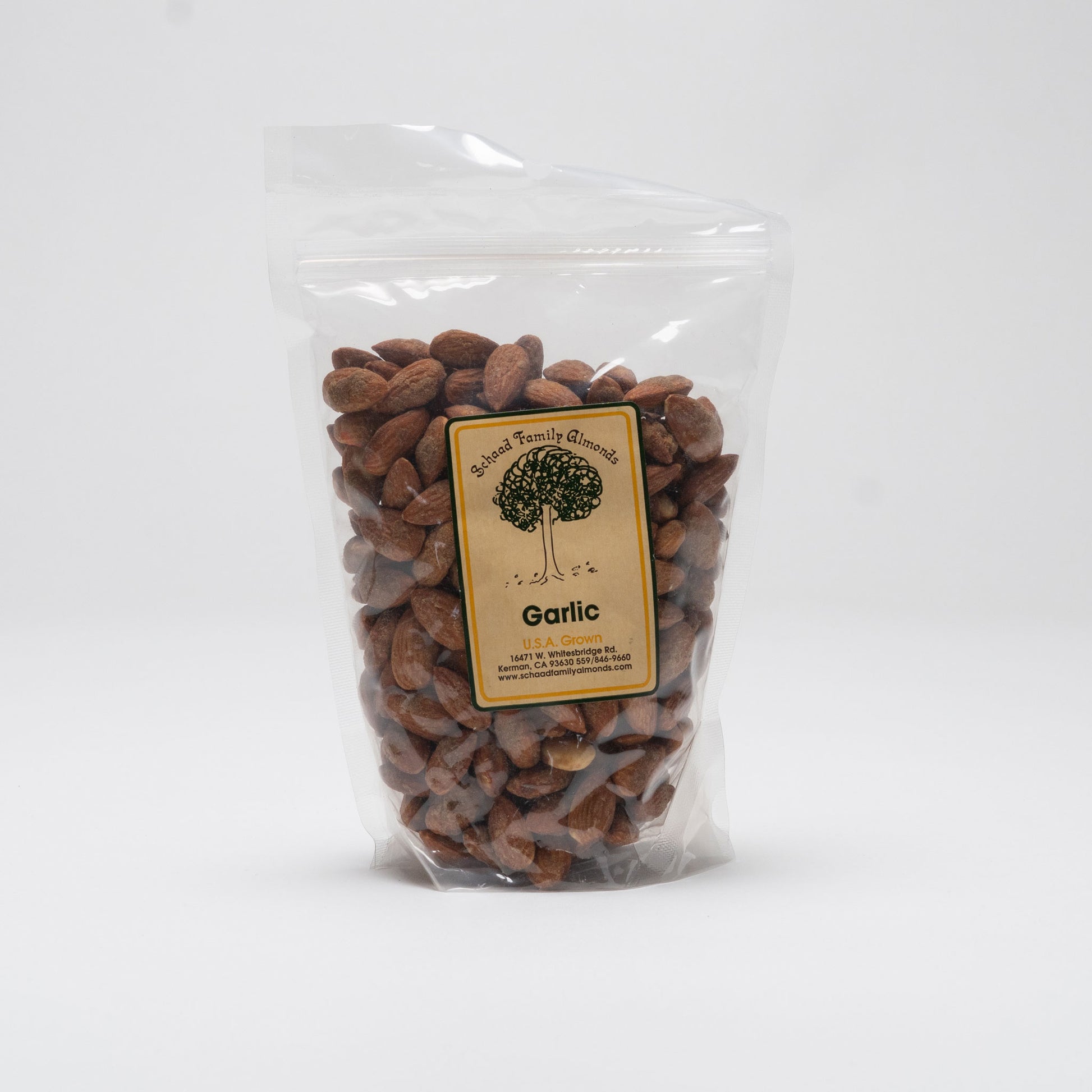 Clear bag of garlic almonds