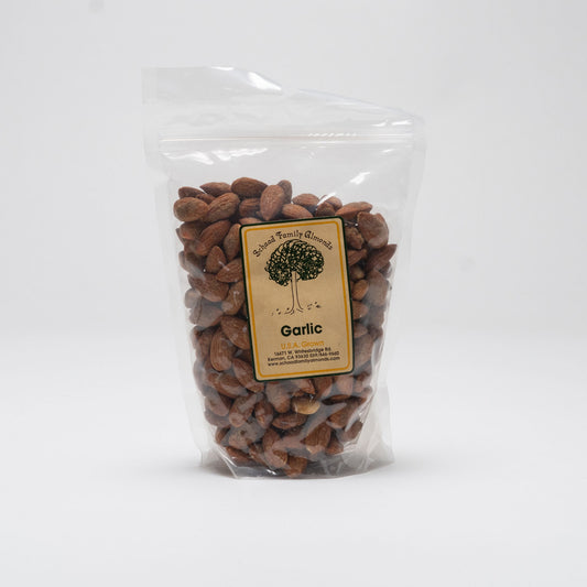 Clear bag of garlic almonds