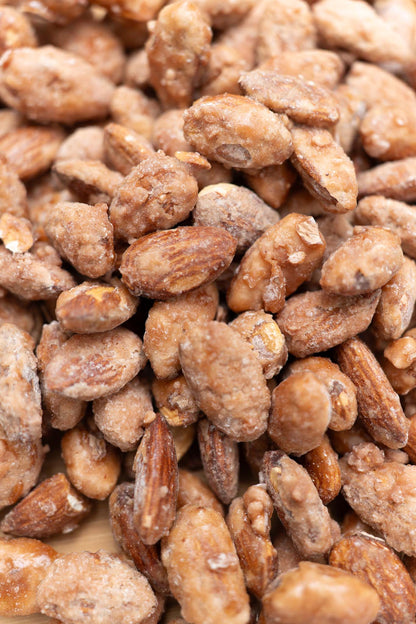 Close up of honey roasted almonds
