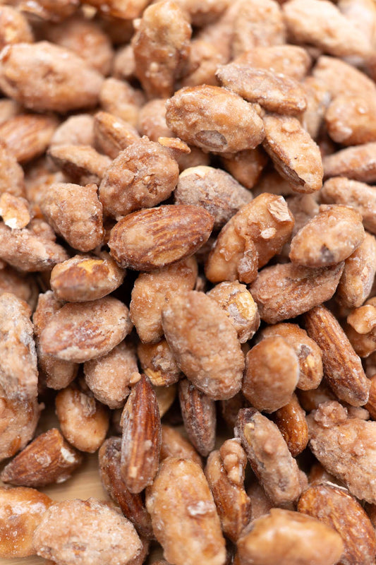 Close up of honey roasted almonds