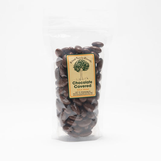 Clear bag of milk chocolate covered almonds