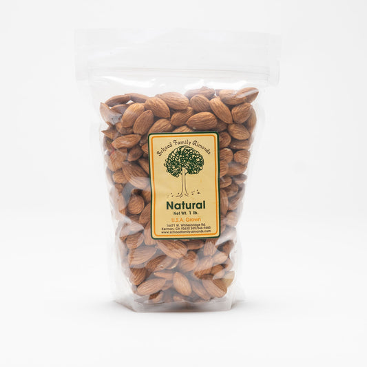 Clear bag of raw almonds