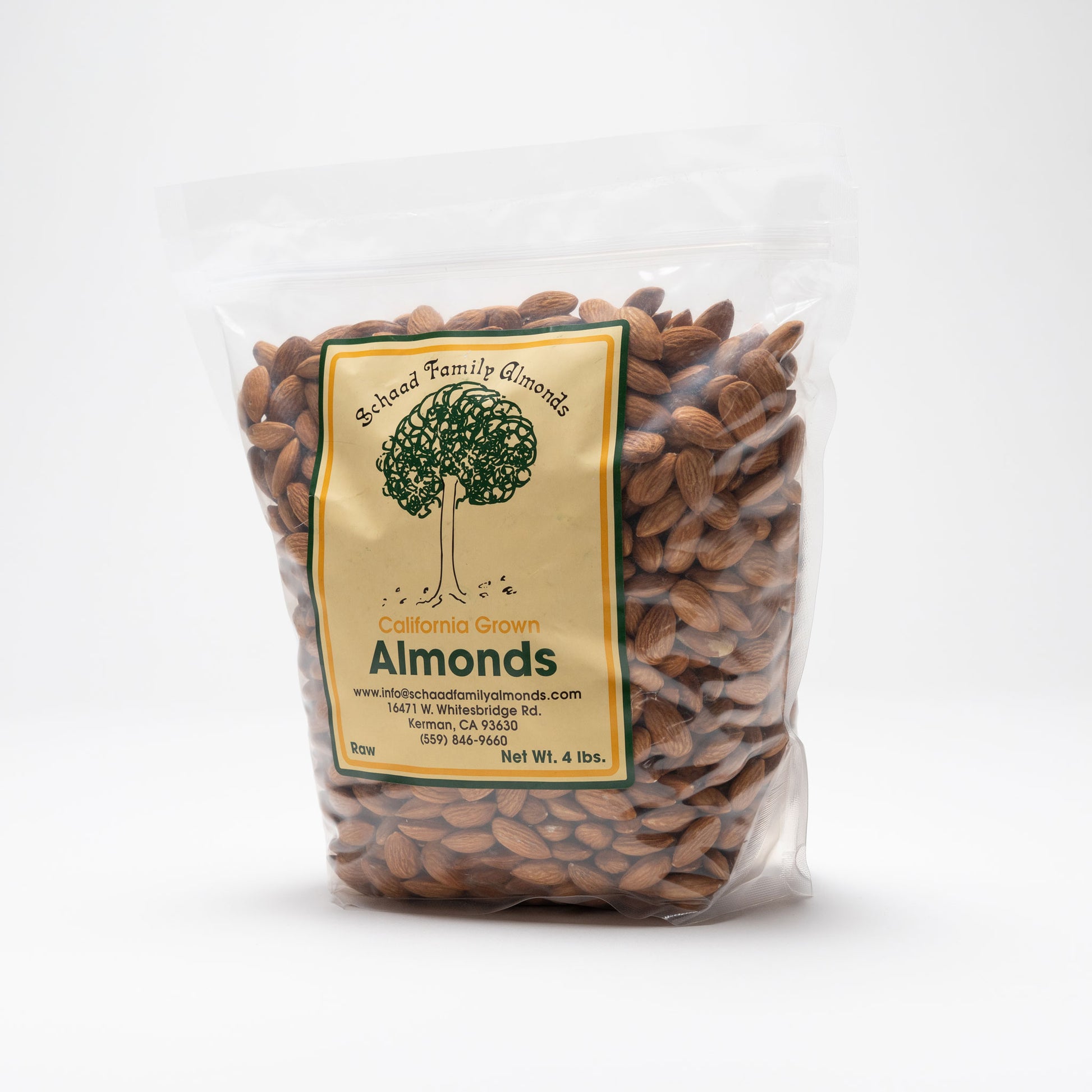 Clear bag of raw almonds