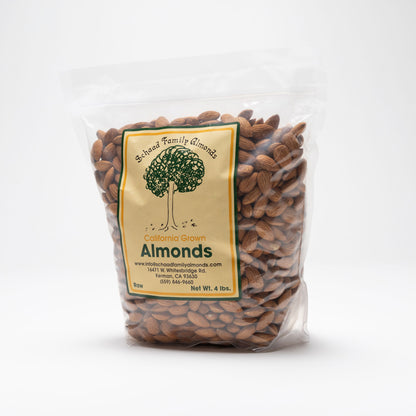 Clear bag of raw almonds