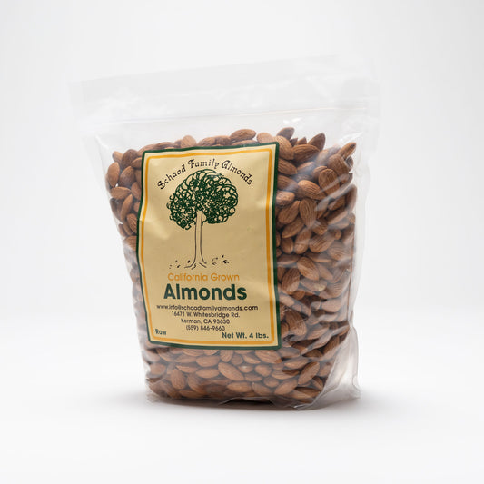 Clear bag of raw almonds