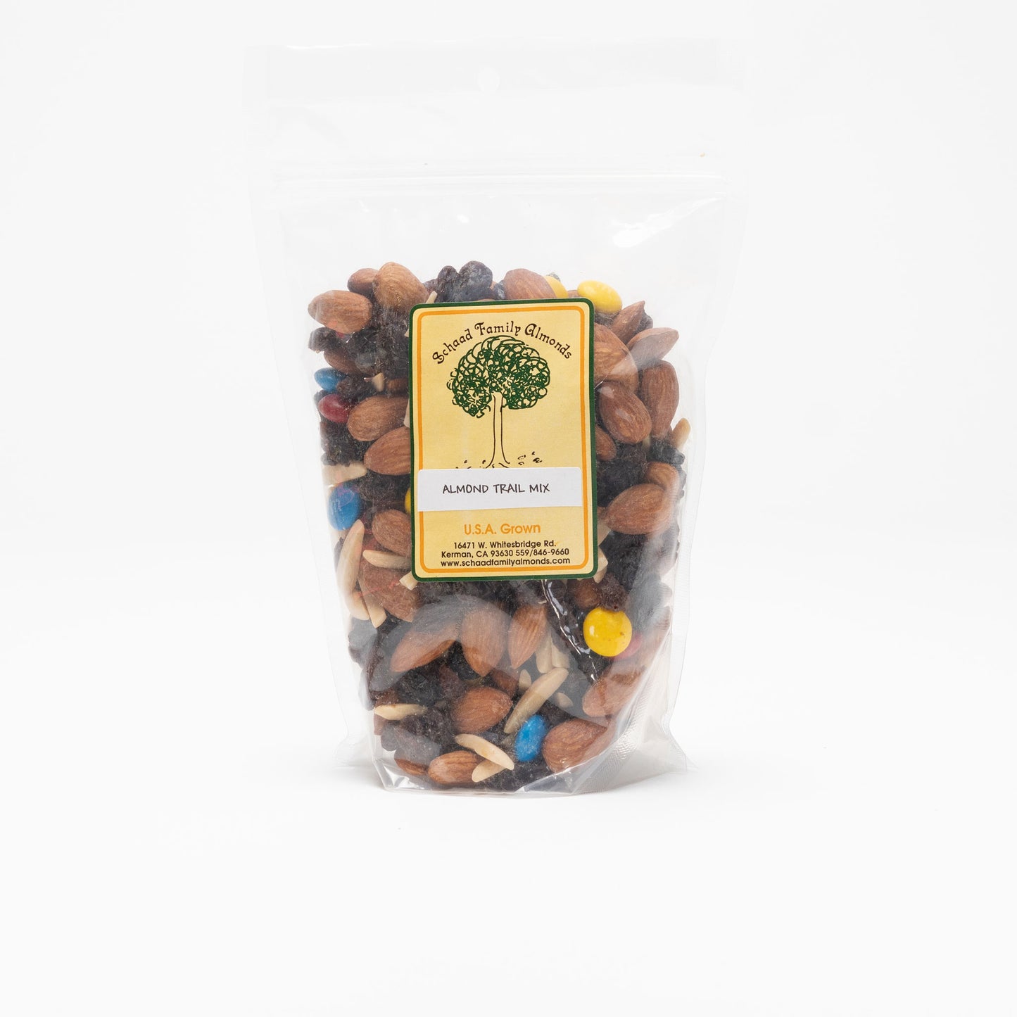 Clear bag of almond trail mix