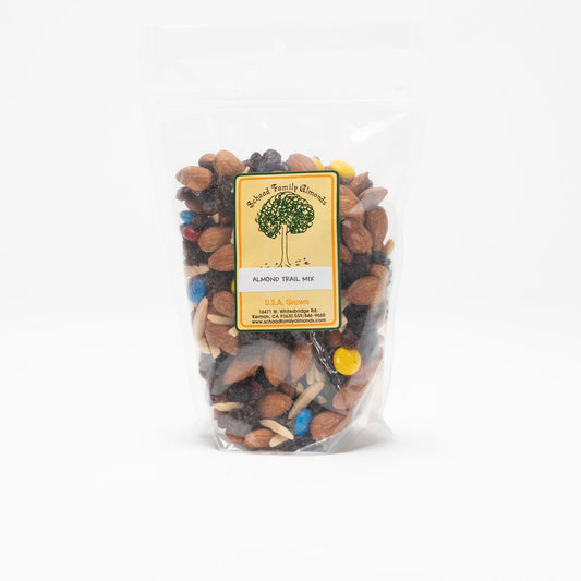 Clear bag of almond trail mix
