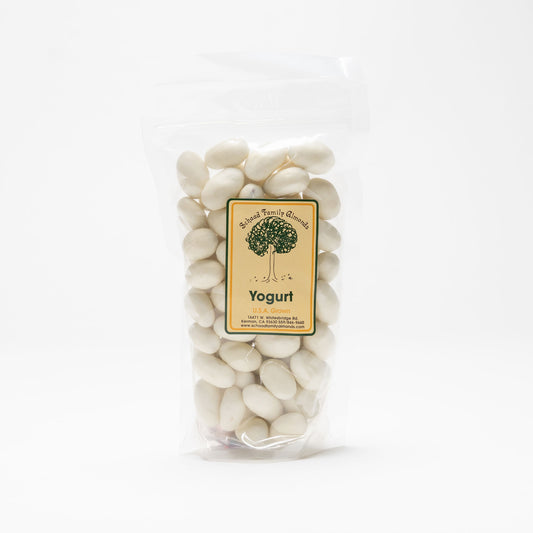 Clear bag of yogurt covered almonds