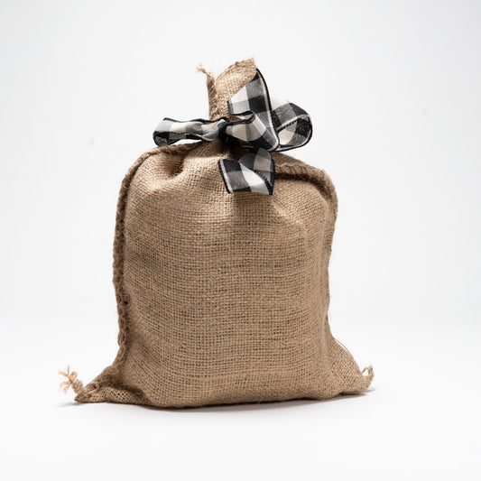 Burlap bag on a white background