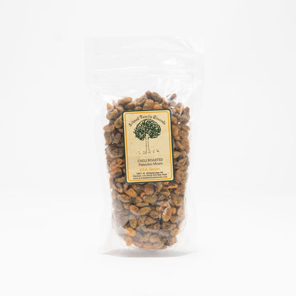 Clear bag of unshelled chili roasted pistachios