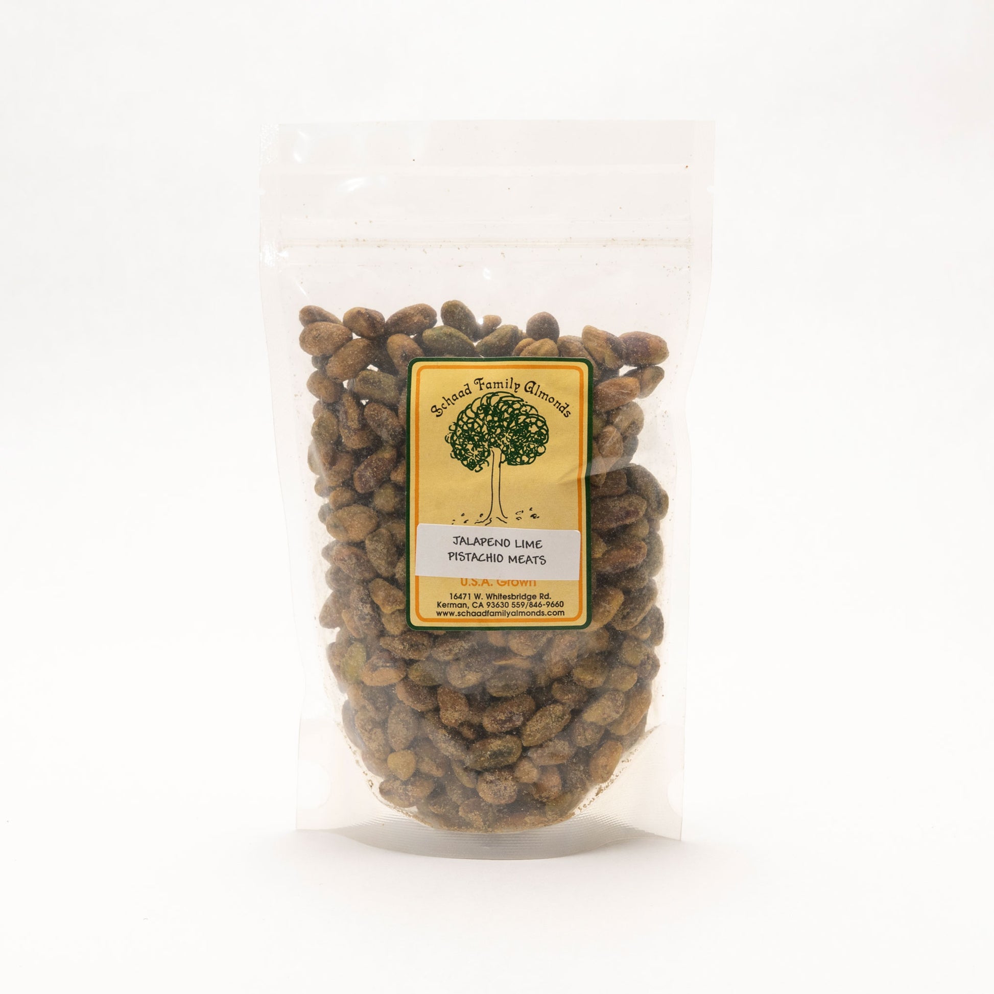 Clear bag of jalapeño pistachios meats