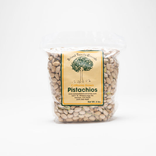 Clear bag of raw pistachios