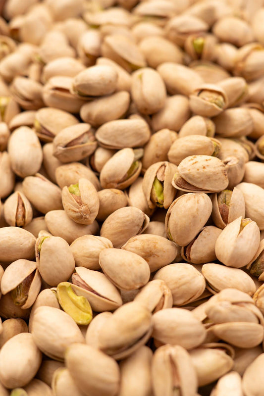 Close up of roasted and salted pistachios