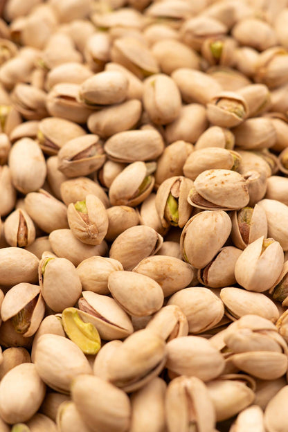 Close up roasted and salted pistachios