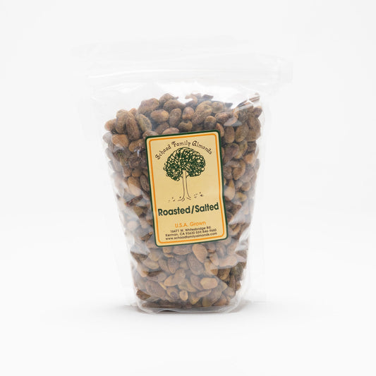 Clear bag of unshelled roasted and slated pistachios