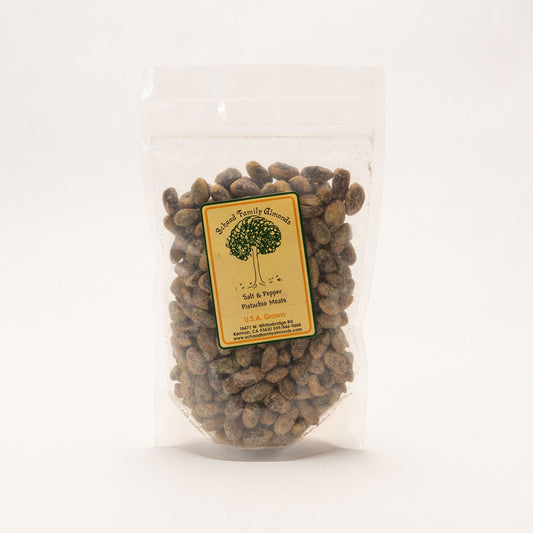 Clear bag filled with salt and pepper pistachio meats