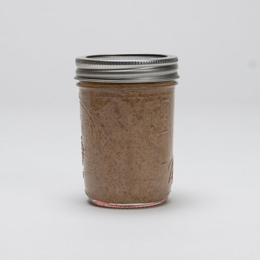 Mason jar filled with almond butter