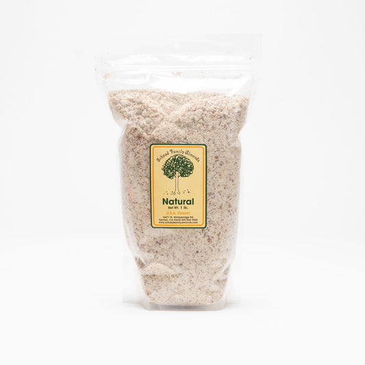 Clear bag of raw almond flour