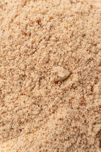 close up of raw almond flour