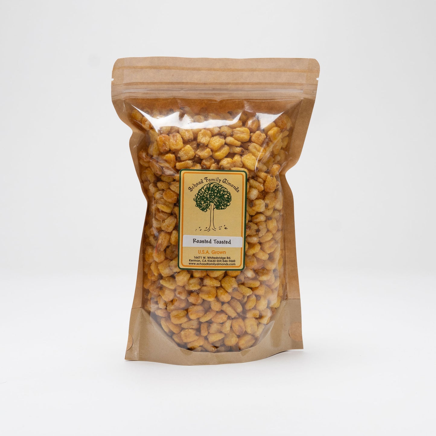 Packaged roasted and toasted corn nuggets