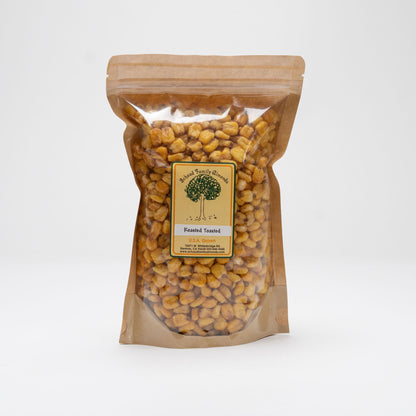 Packaged roasted and toasted corn nuggets