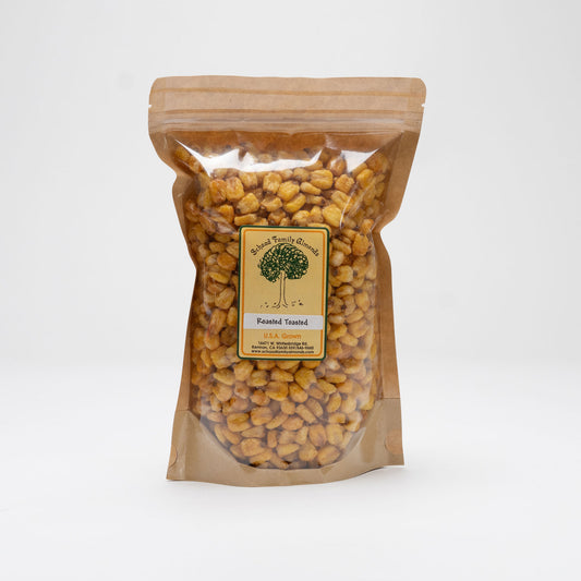 Packaged roasted and toasted corn nuggets