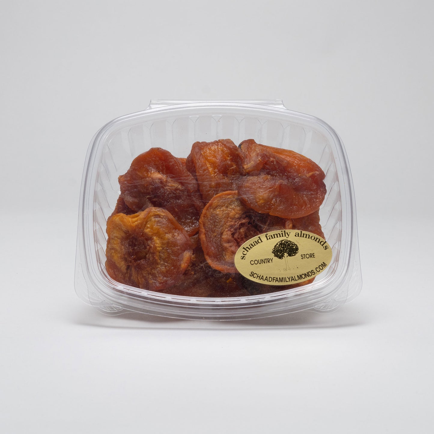 Clear container of dried nectarines