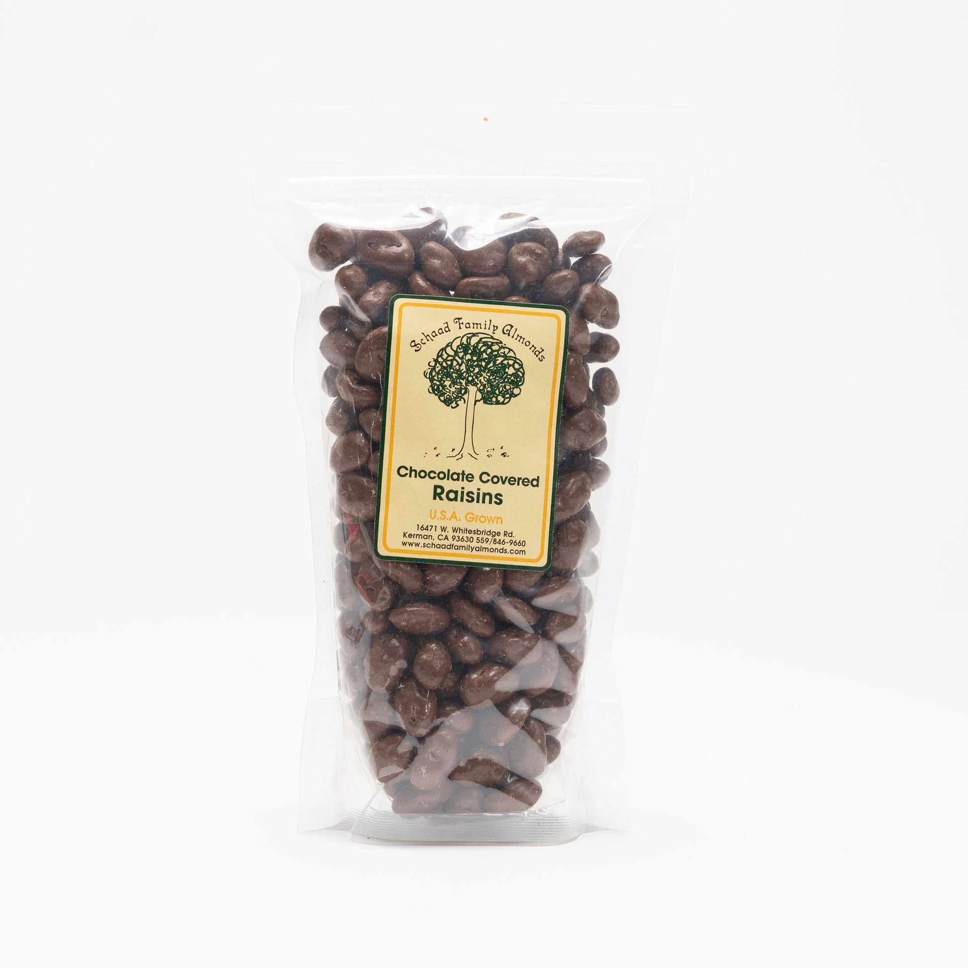 Clear bag of chocolate covered raisins