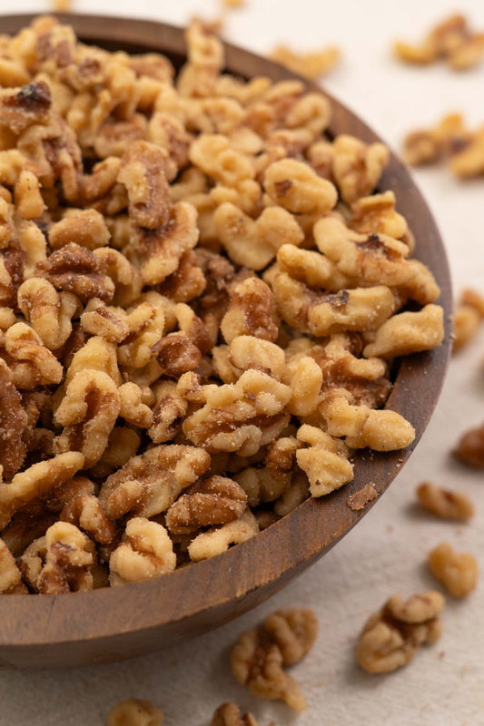 Wooden bowl filled with California Walnuts