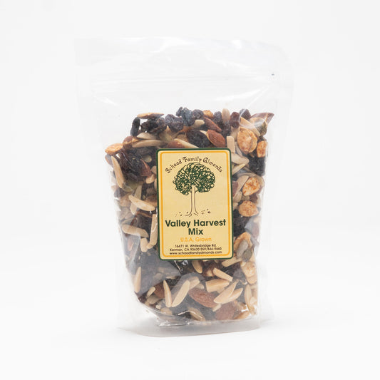 Clear bag of assorted nuts and raisins